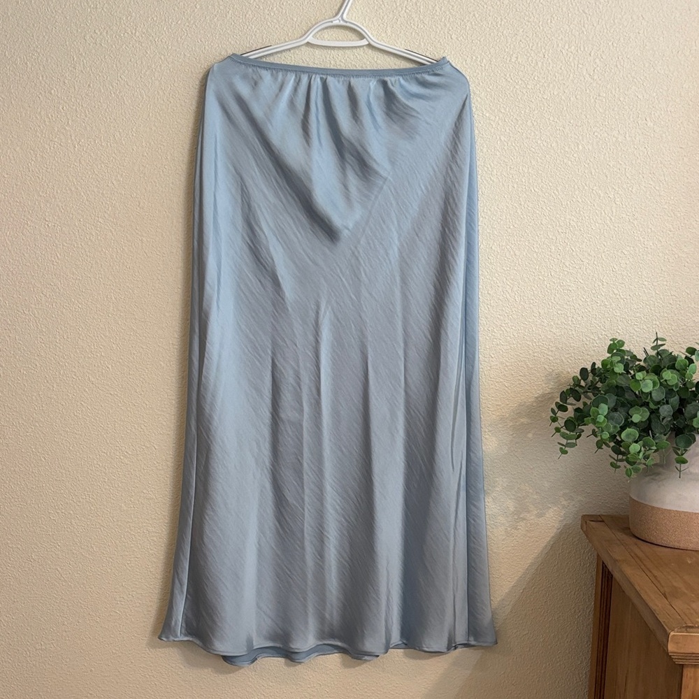 a new day Light Blue Satin Maxi Skirt